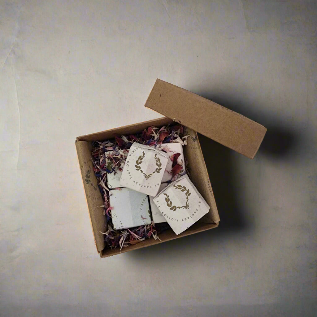 Solstice Wax Truffles Discovery Box with six seasonal wax melts individually wrapped, by Viridian Candle Co.