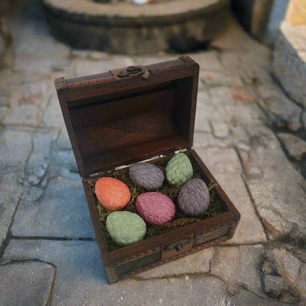 a mini chest of Dragon Egg Wax Melts by Viridian Candle Co.